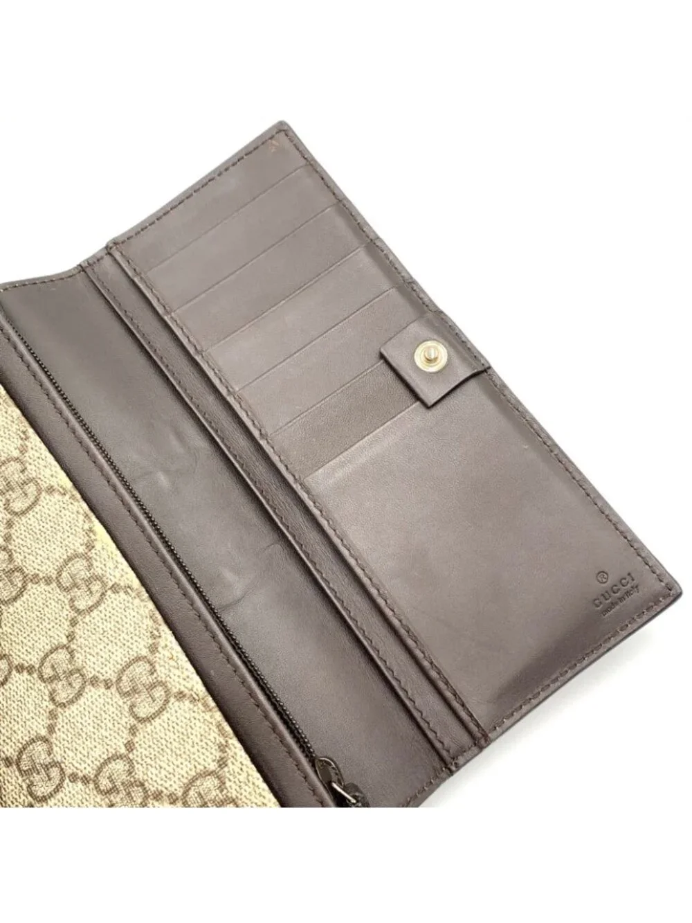 ★SOLD★ Gucci New Ophidia GG Supreme Leather Brown Wallet Gold - Picture 10 of 15